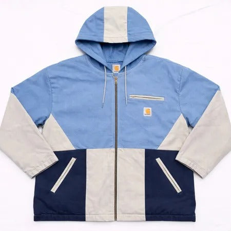 CR1072 Upcycled Carhartt Colour-Block Hooded Jacket