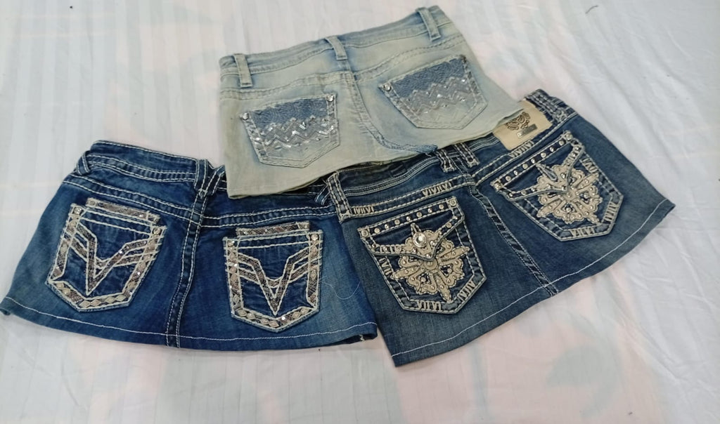 CR12191 Upcycled Y2K Mini Denim Skirts