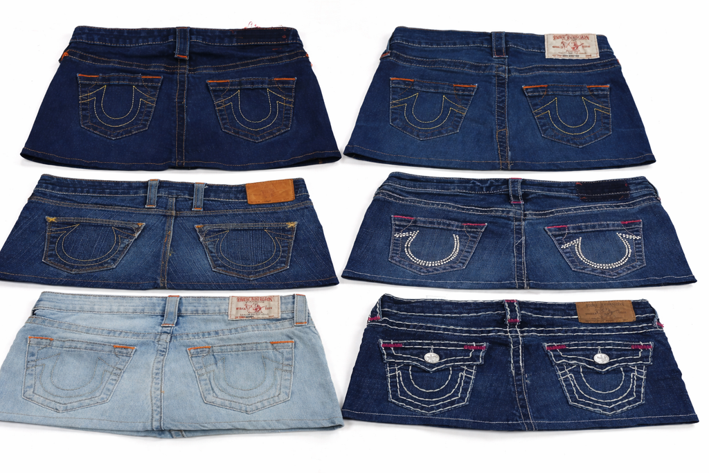 CR7289 Rework Ture Religion Mini Denim Skirts