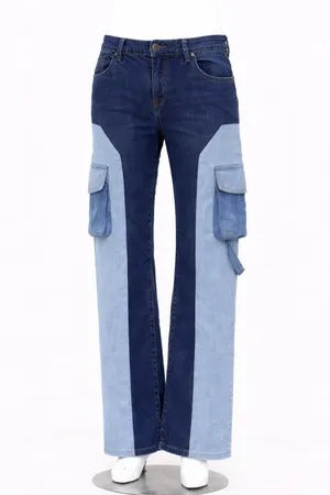 CR1145 Upcycled Cargo Panel Denim Pants