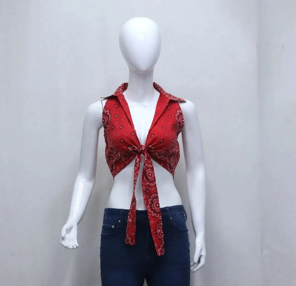 CR1287 Upcycled Bandana Tie Top