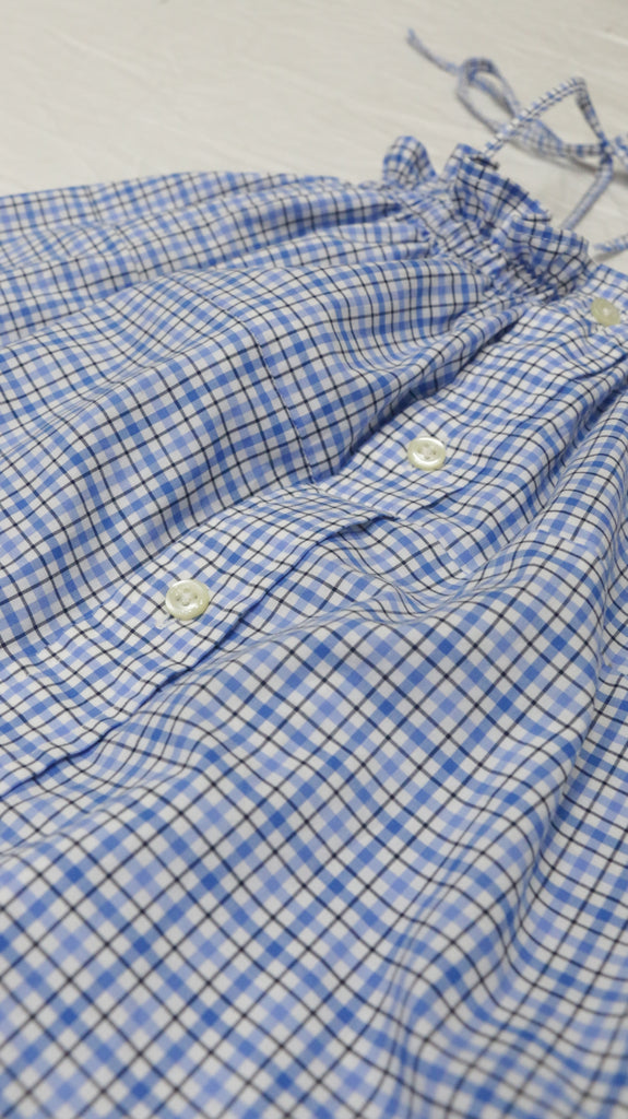 CR2203 UPCYCLED POLO CHECK RUFFLE CAMI TOP