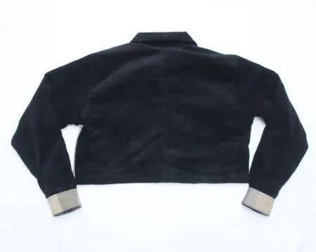 CR1172 Upcycled Plaid-Panel Crop Jacket