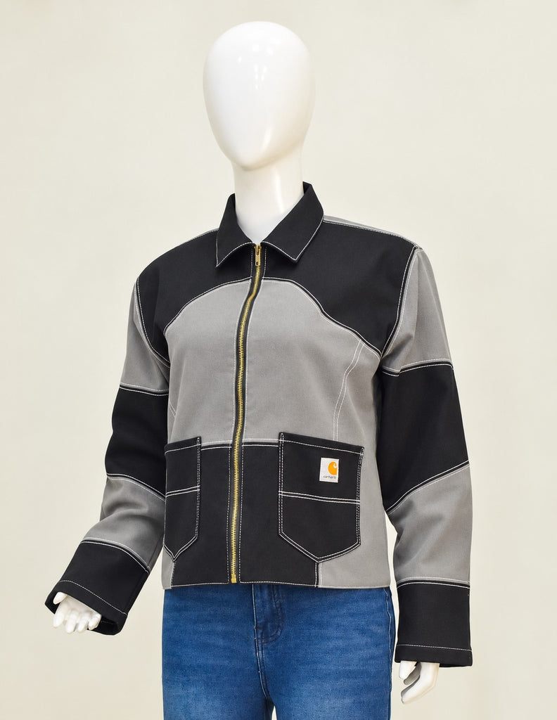 CR2281 UPCYCLED CARHARTT TWO-TONE PANEL ZIP JACKET
