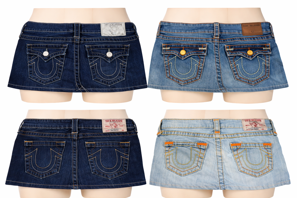CR7279 Rework Ture Religion Mini Denim Skirts