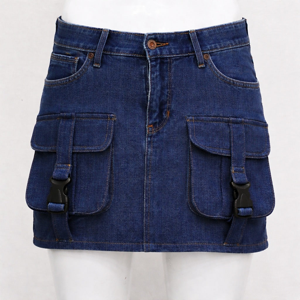 CR16 Utility Pocket Denim Mini Skirt – Cargo Style
