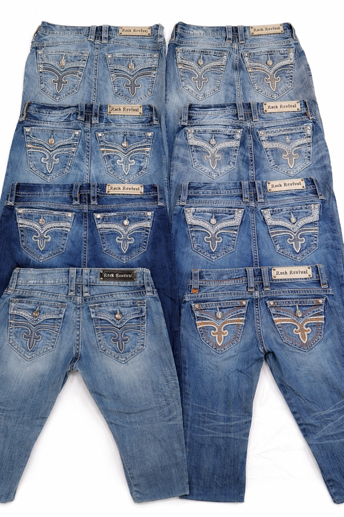 CR7219 Vintage Rock Revival Flare Jeans