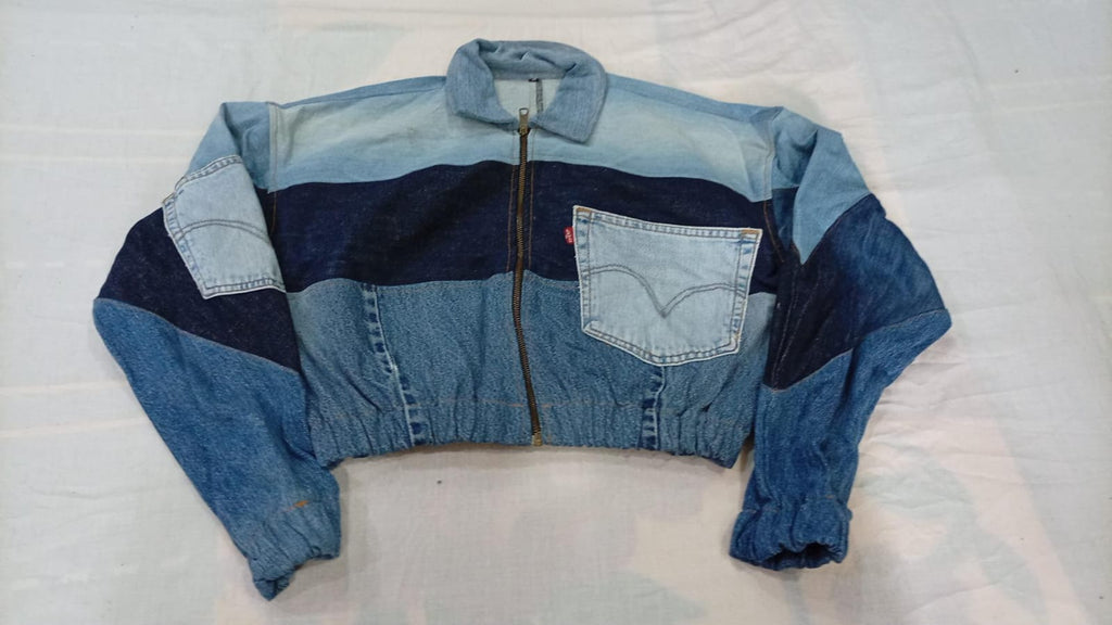 CR13180 Upcycled Levi's Crop Denim Jackets