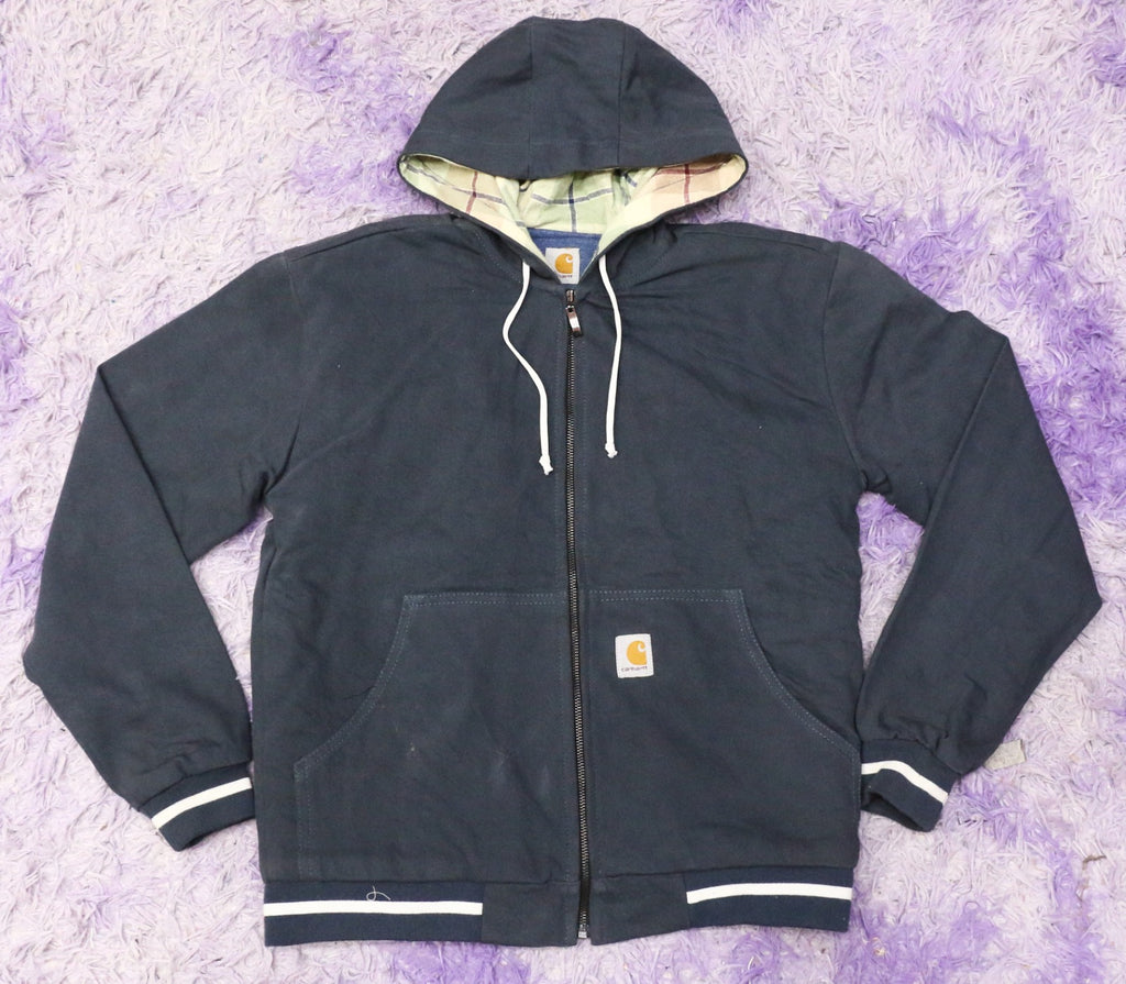CR1440 Upcycled Hooded Workwear Jacket with Plaid Lining