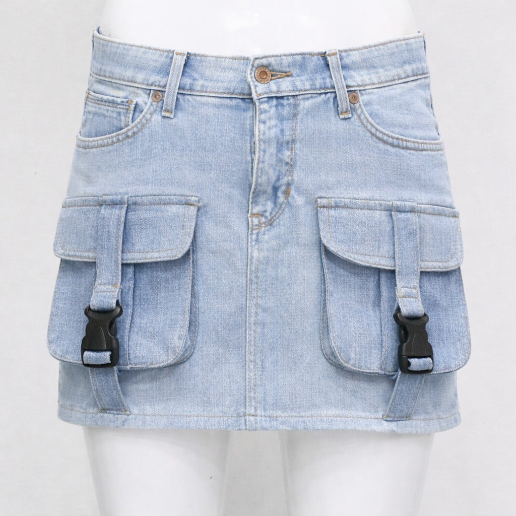 CR16 Utility Pocket Denim Mini Skirt – Cargo Style