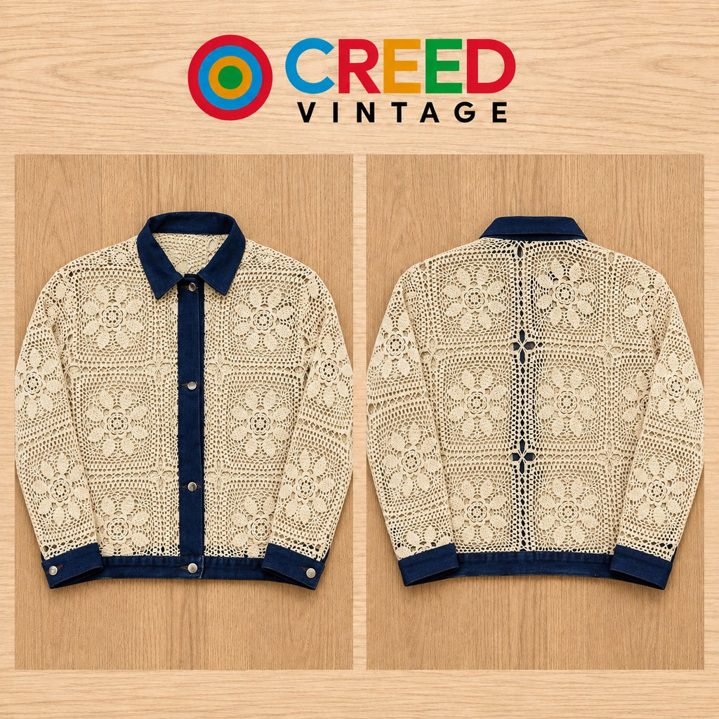 CR2271 UPCYCLED CROCHET LACE & DENIM JACKET
