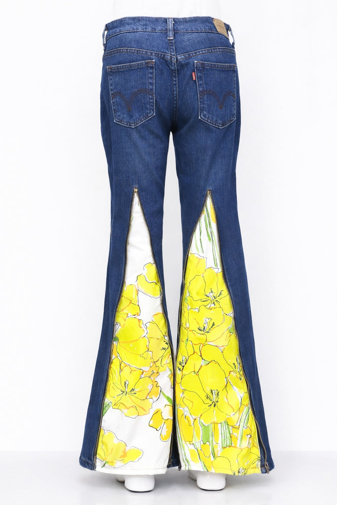 CR1184 Floral Zip Panel Flare Jeans – Rework Denim Collection
