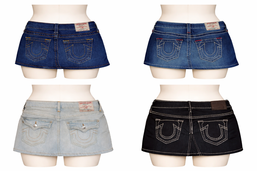 CR7286 Rework Ture Religion Mini Denim Skirts