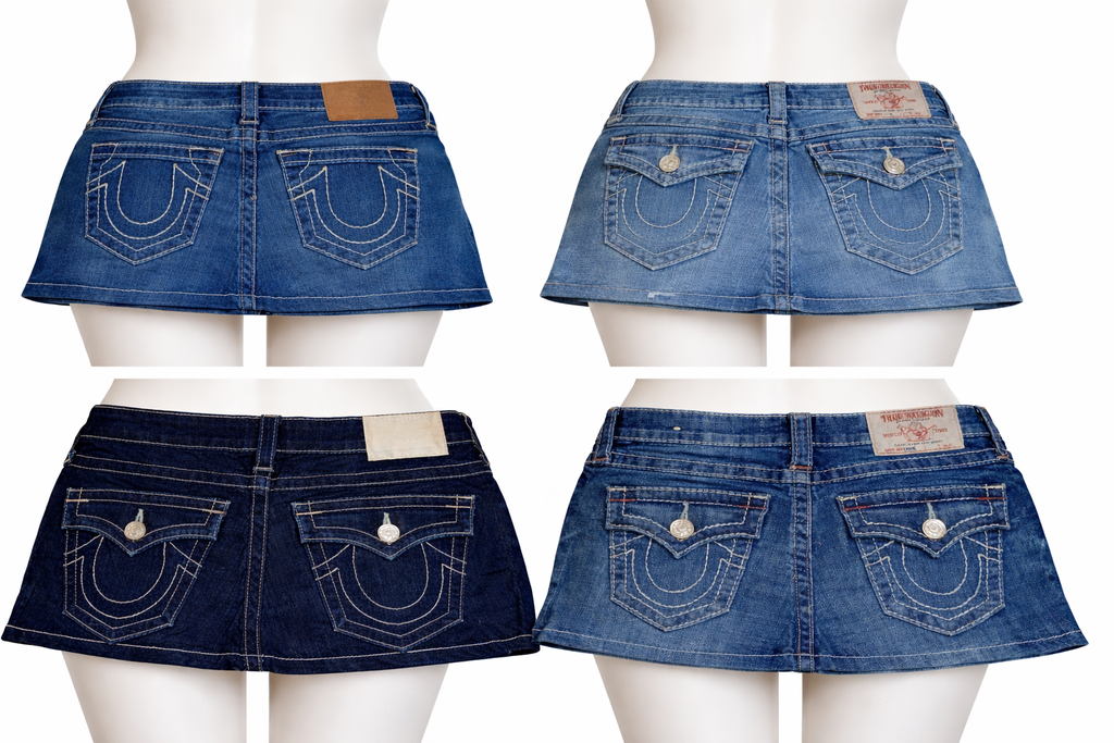 CR7250 Rework Ture Religion Mini Denim Skirts