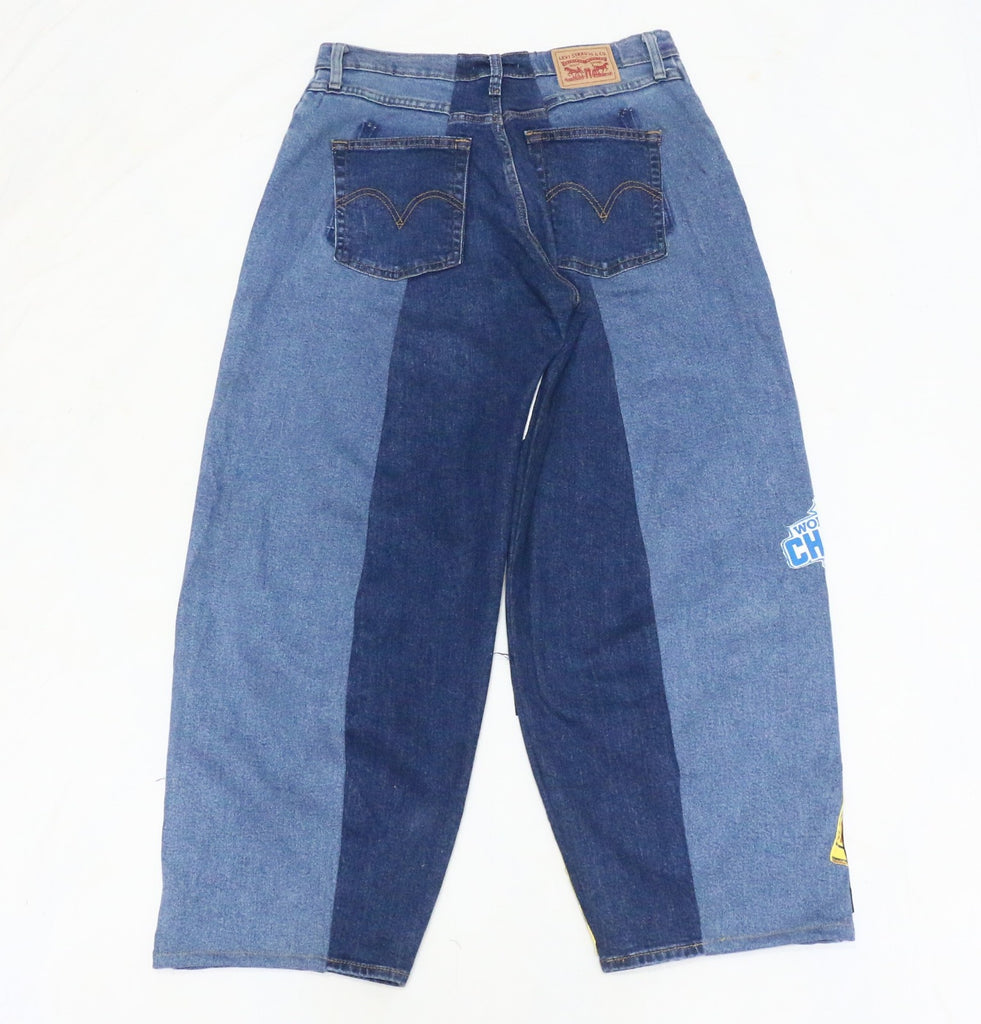 CR1237 Upcycled Graphic Patchwork Denim Jeans