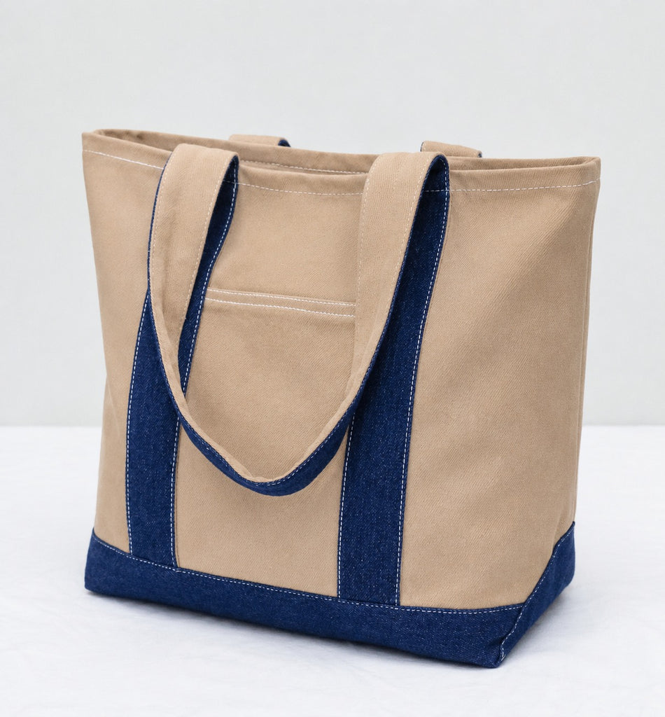 CR2217 UPCYCLED TWO-TONE ZIP TOTE BAG