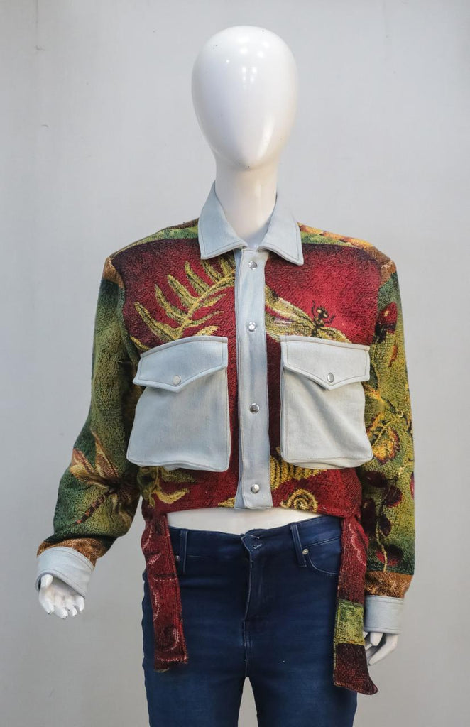 CR2265 UPCYCLED TAPESTRY CROP UTILITY JACKET
