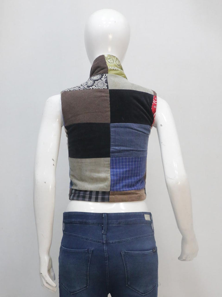 CR2225 UPCYCLED CORDUROY & BANDANA PATCHWORK VEST