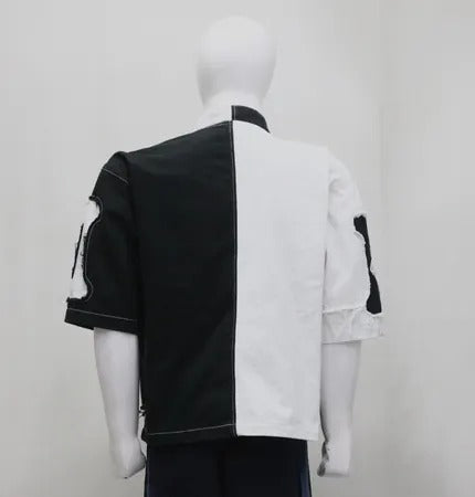 CR1200 Upcycled Split-Tone Distressed Shirt Jacket