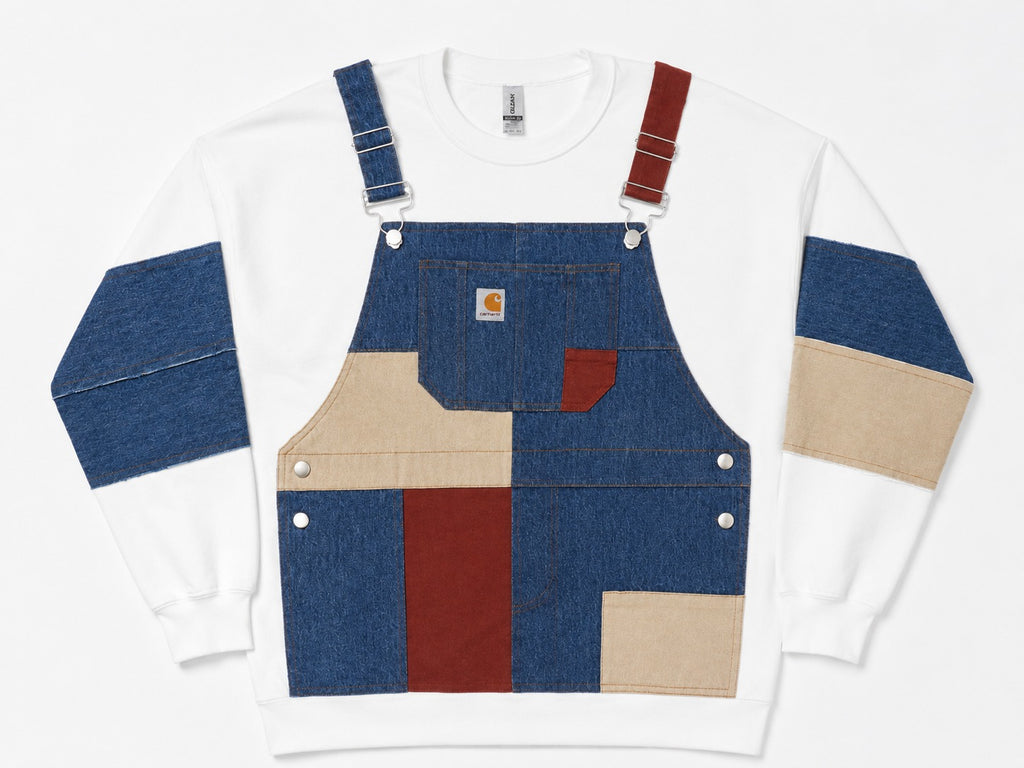 CR2201 UPCYCLED CARHARTT PATCHWORK OVERALL SWEATSHIRT