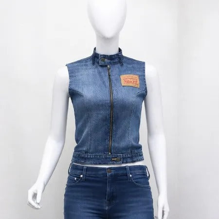 CR1289 Reworked Denim Moto Vest