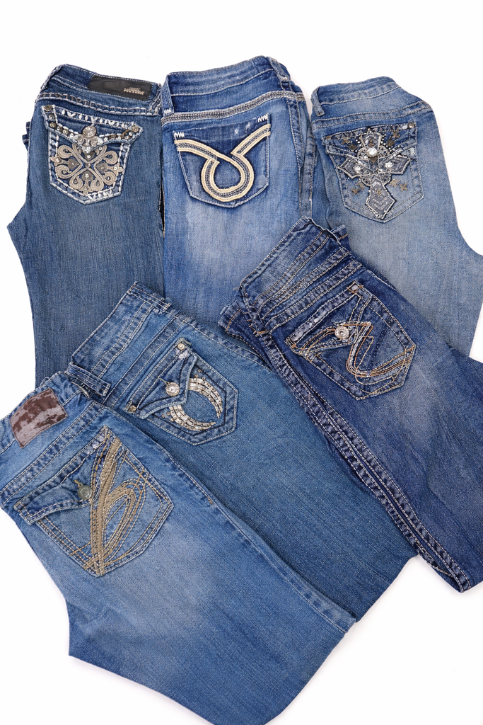 CR7230 Vintage Rock Revival Flare And Straight Jeans