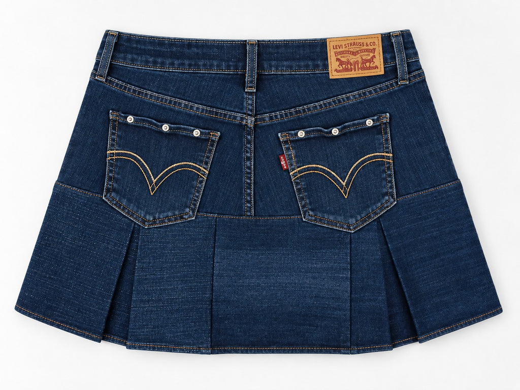 CR2277 UPCYCLED LACE-UP DENIM MINI SKIRT