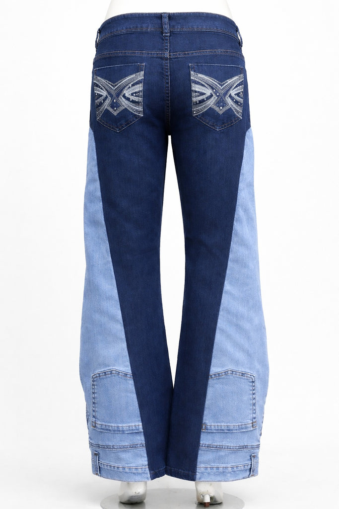 CR1315 Two-Tone Panel Flare Jeans – Rework Wide Leg Denim