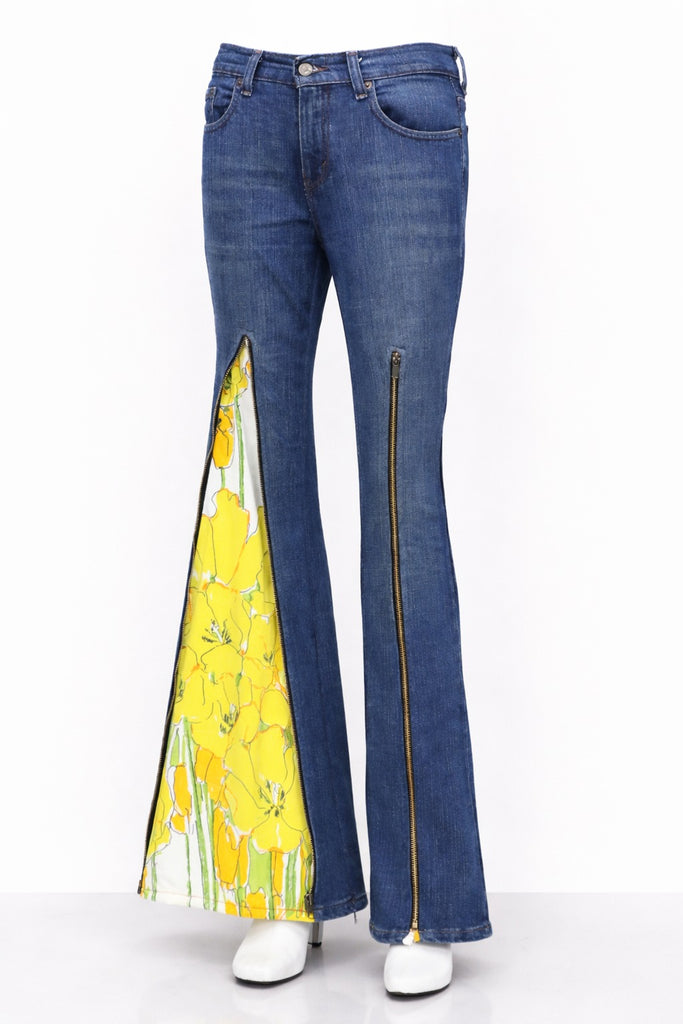 CR1184 Floral Zip Panel Flare Jeans – Rework Denim Collection