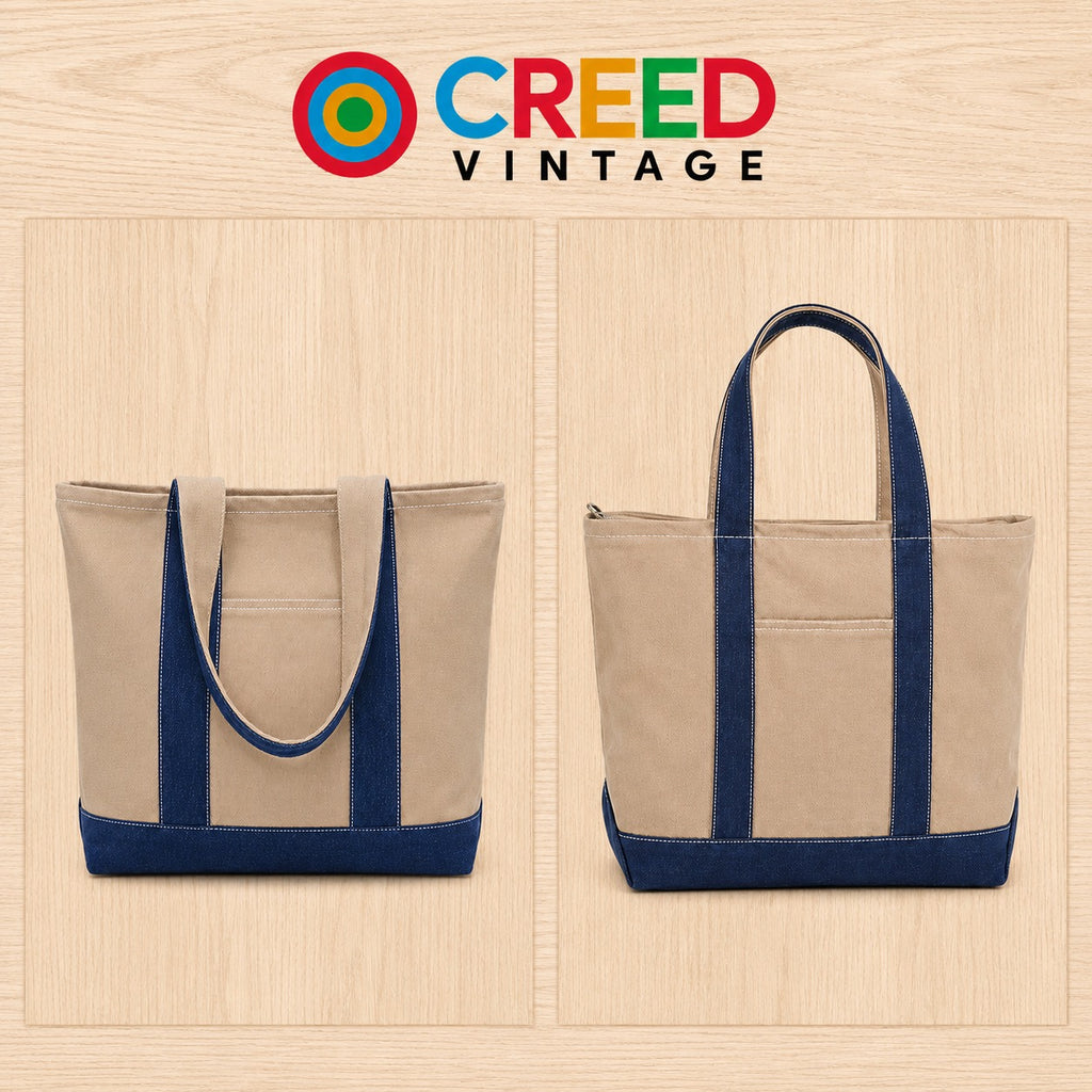 CR2217 UPCYCLED TWO-TONE ZIP TOTE BAG