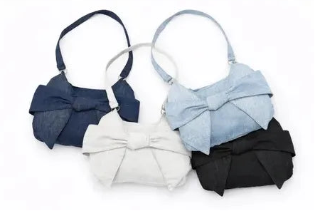 CR1647 UPCYCLED DENIM BOW SHOULDER BAG