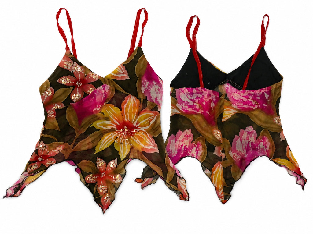 CR1896 UPCYCLED FLORAL HANDKERCHIEF CAMI TOP