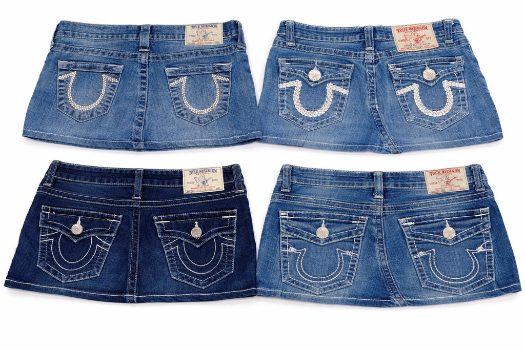 CR7182 Rework Ture Religion Mini Denim Skirts