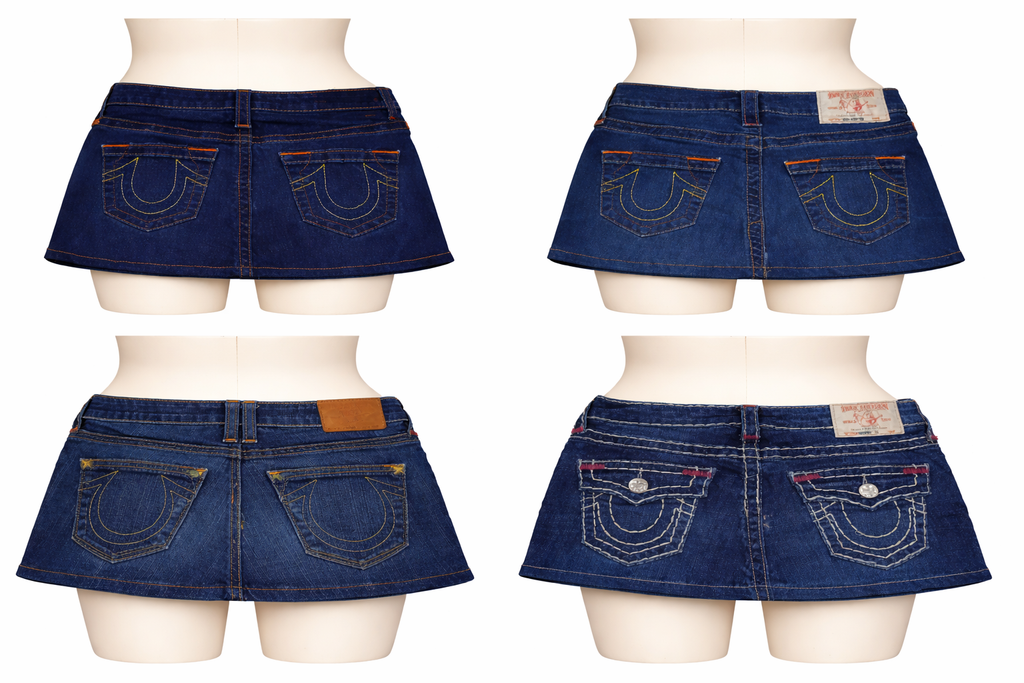 CR7289 Rework Ture Religion Mini Denim Skirts