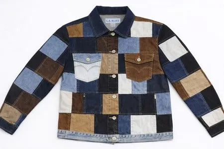 CR2011 Upcycled Checkboard Denim Jacket