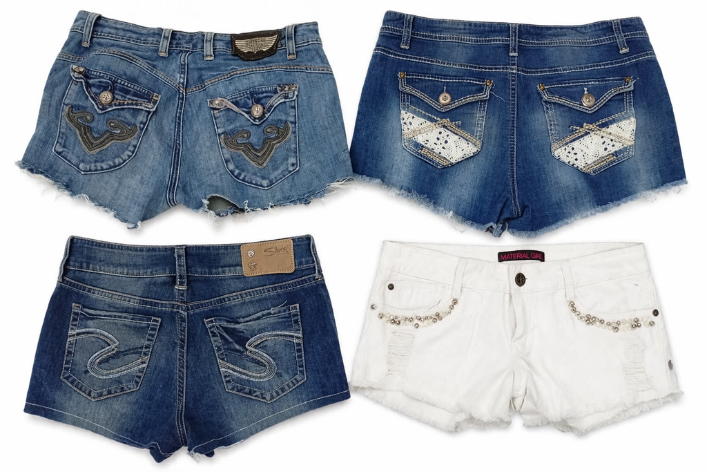 CR7107 Rework Y2K Mini Denim Shorts