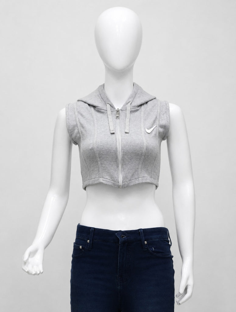 CR2204 UPCYCLED NIKE CORSET CROP HOODIE VEST