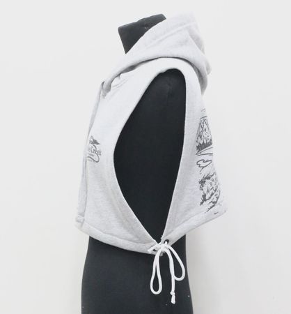 CR1122 Upcycled Hooded Crop Top