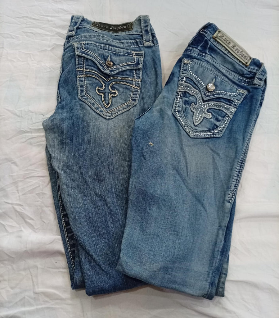 CR12672 Vintage Rock Revival Flare and Straight Jeans