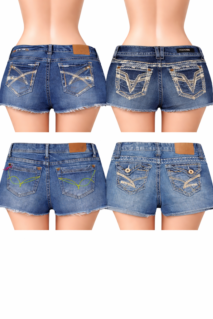 CR7105 Rework Y2K Mini Denim Shorts