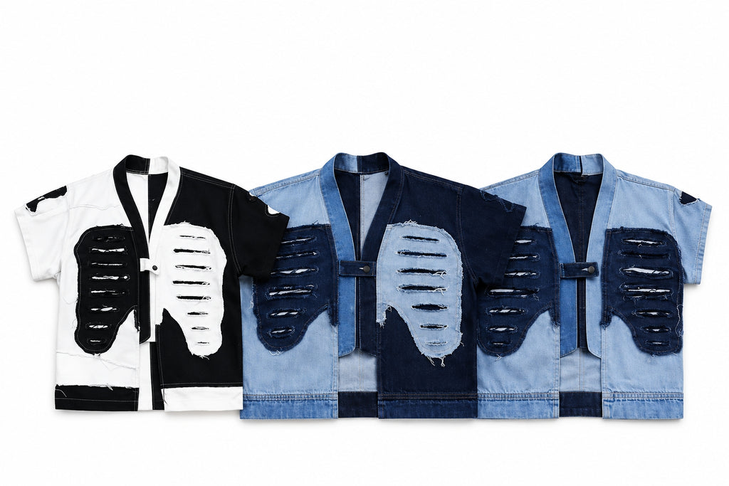 CR1200 Upcycled Split-Tone Distressed Shirt Jacket