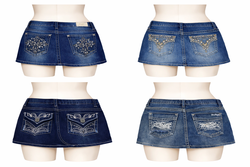 CR7287 Rework Y2K Mini Denim Skirts