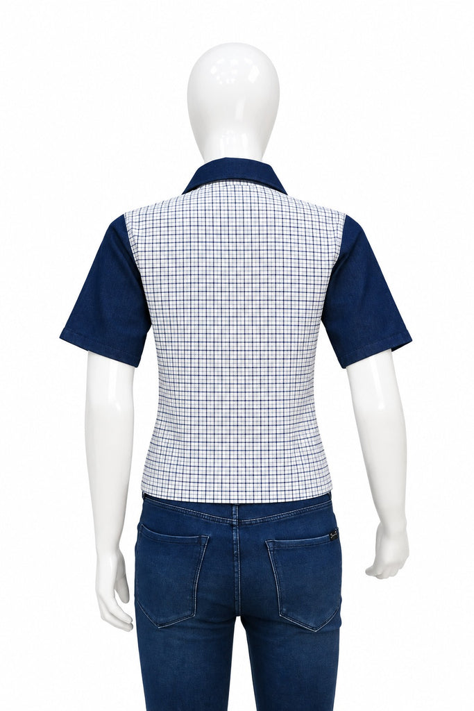CR2298 UPCYCLED POLO CHECK PANEL SHIRT