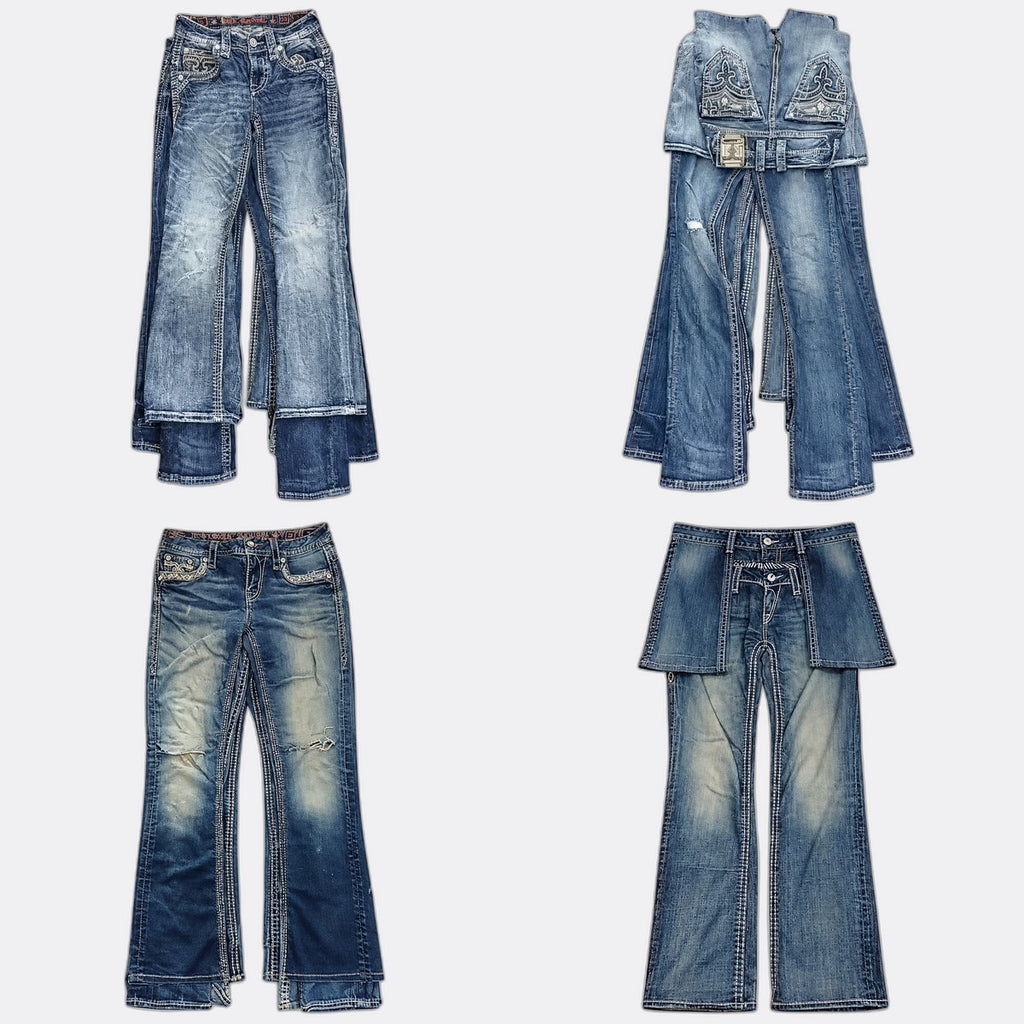 CR13188 Vintage Rock Revival Flare and Straight Jeans
