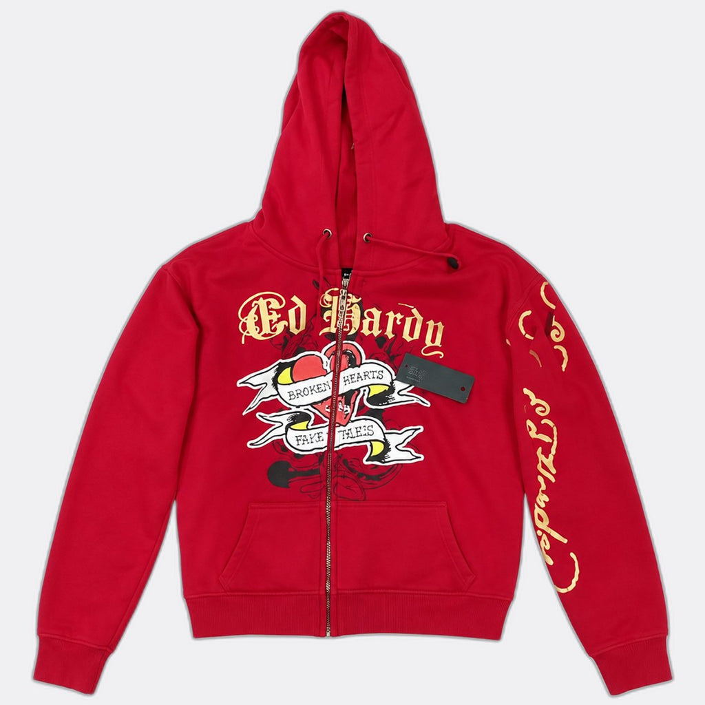 CR12836 Rework Ed Hardy Graphic Zip Hoodies