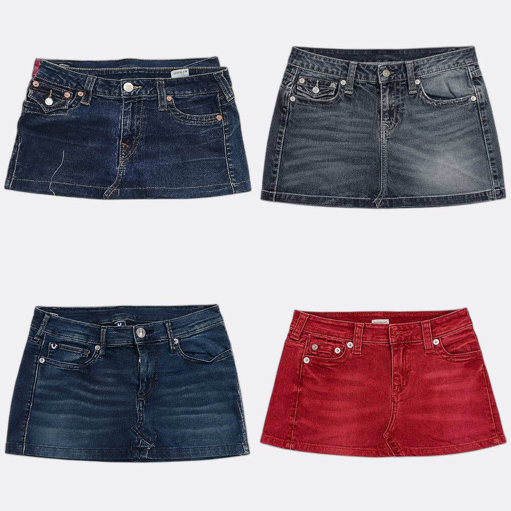 CR12860 Rework Ture Religion Mini Denim Skirts