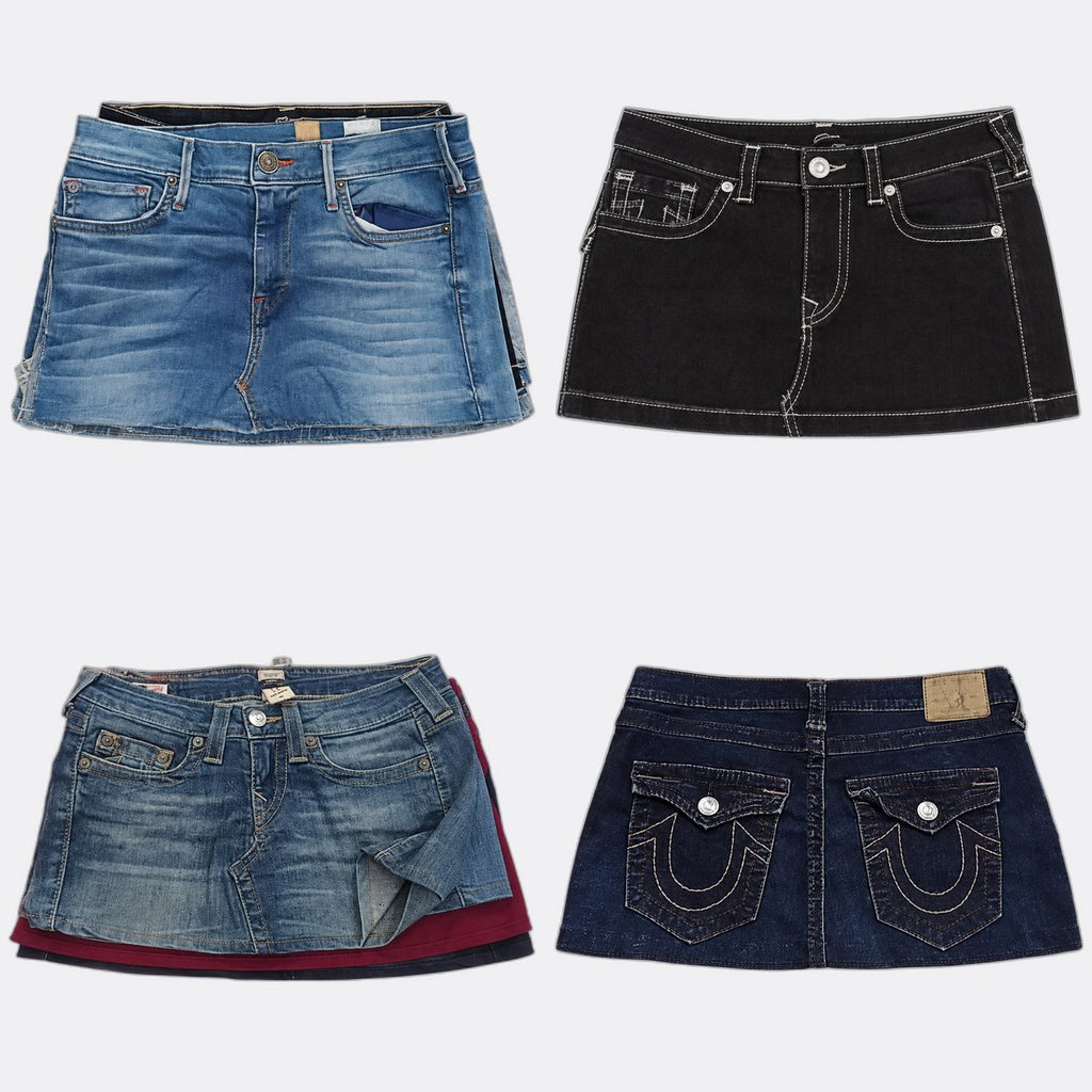 CR12859 Rework Ture Religion Mini Denim Skirts