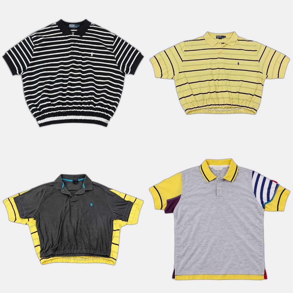 CR13211 Upcycled Polo Crops Tops