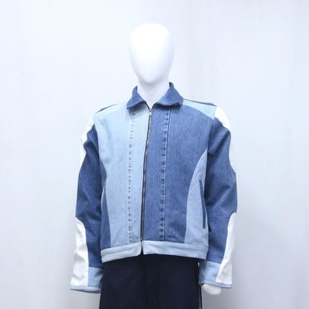 Upcycled Two-Tone Denim Panel Jackets in mixed sizes and colours. Grade A/B.
