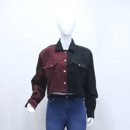 Upcycled Two-Tone Corduroy Cropped Jackets in mixed sizes and colours, Grade A/B.
